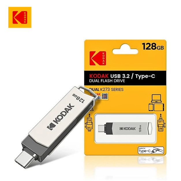 【Kodak 柯達】K273 雙接口Type-C 3.2 雙用途2合1隨身碟-128GB