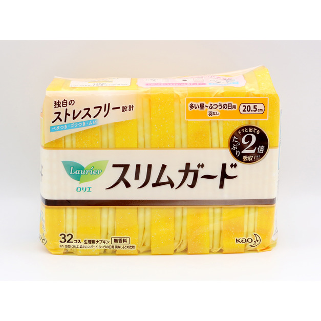 花王（Kao）樂而雅（Laurier）超薄零觸感無護翼日用衛生巾20.5cm32片
