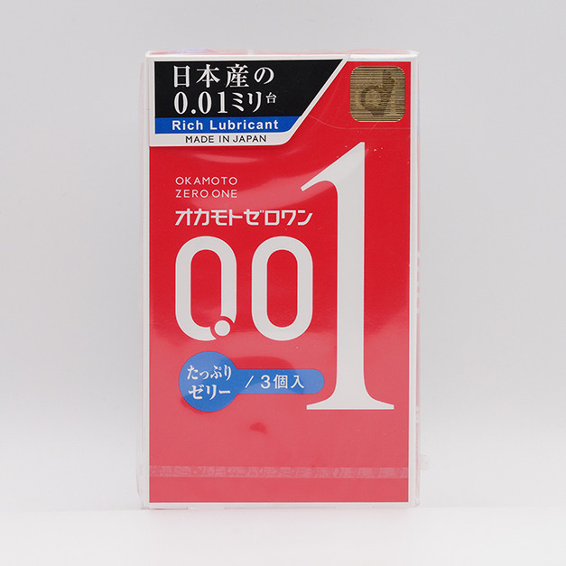 日本岡本（OKAMOTO）001超薄避孕套200%潤滑3只裝