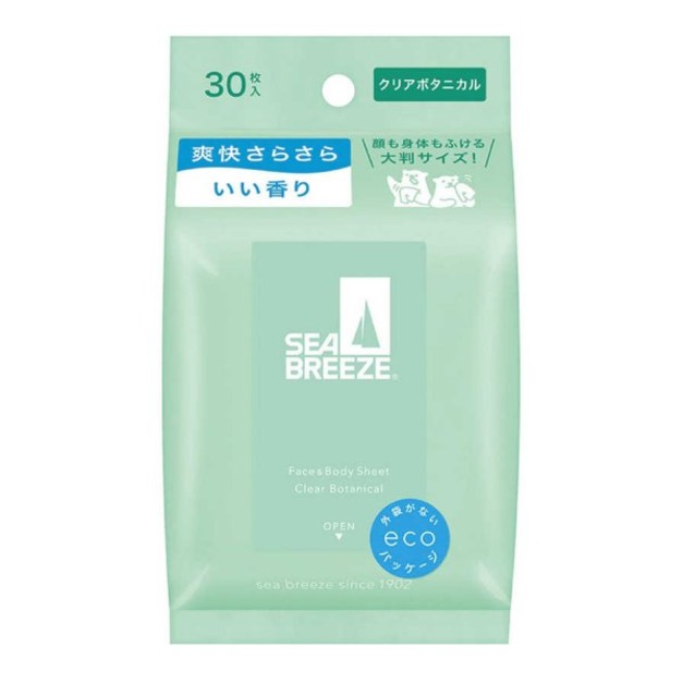 即將//【資生堂】涼感爽身濕紙巾30枚-清新植物(藍綠)