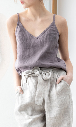 亞麻細肩小可愛(5色) (白S/橘S/黑S現貨)