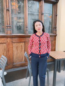 菱格雙色珍珠針織外套(2色)只剩紅色現貨