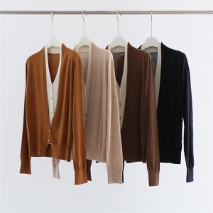 羊毛混紡假兩件套裝上衣 4色 (深棕/杏/灰現貨)