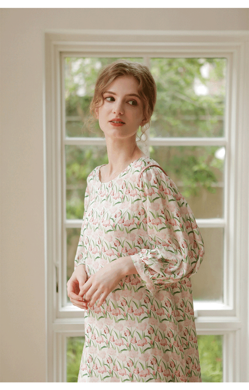 荷蘭鬱金香貢緞睡衣裙 (現貨）_1