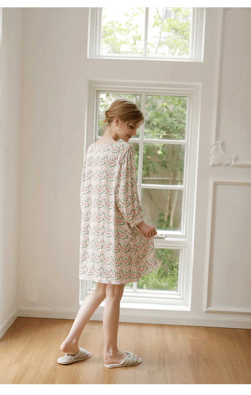 荷蘭鬱金香貢緞睡衣裙 (現貨）_3