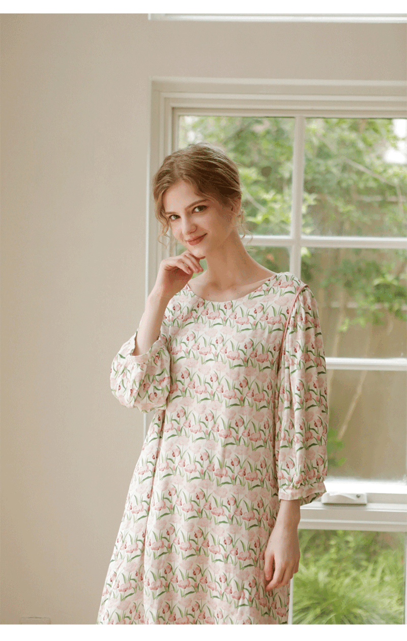 荷蘭鬱金香貢緞睡衣裙 (現貨）_19