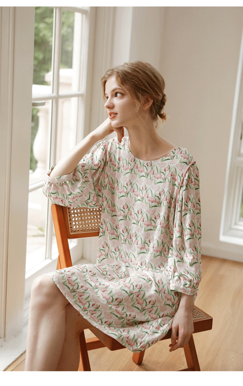 荷蘭鬱金香貢緞睡衣裙 (現貨）_7