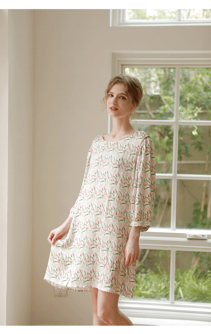 荷蘭鬱金香貢緞睡衣裙 (現貨）_18