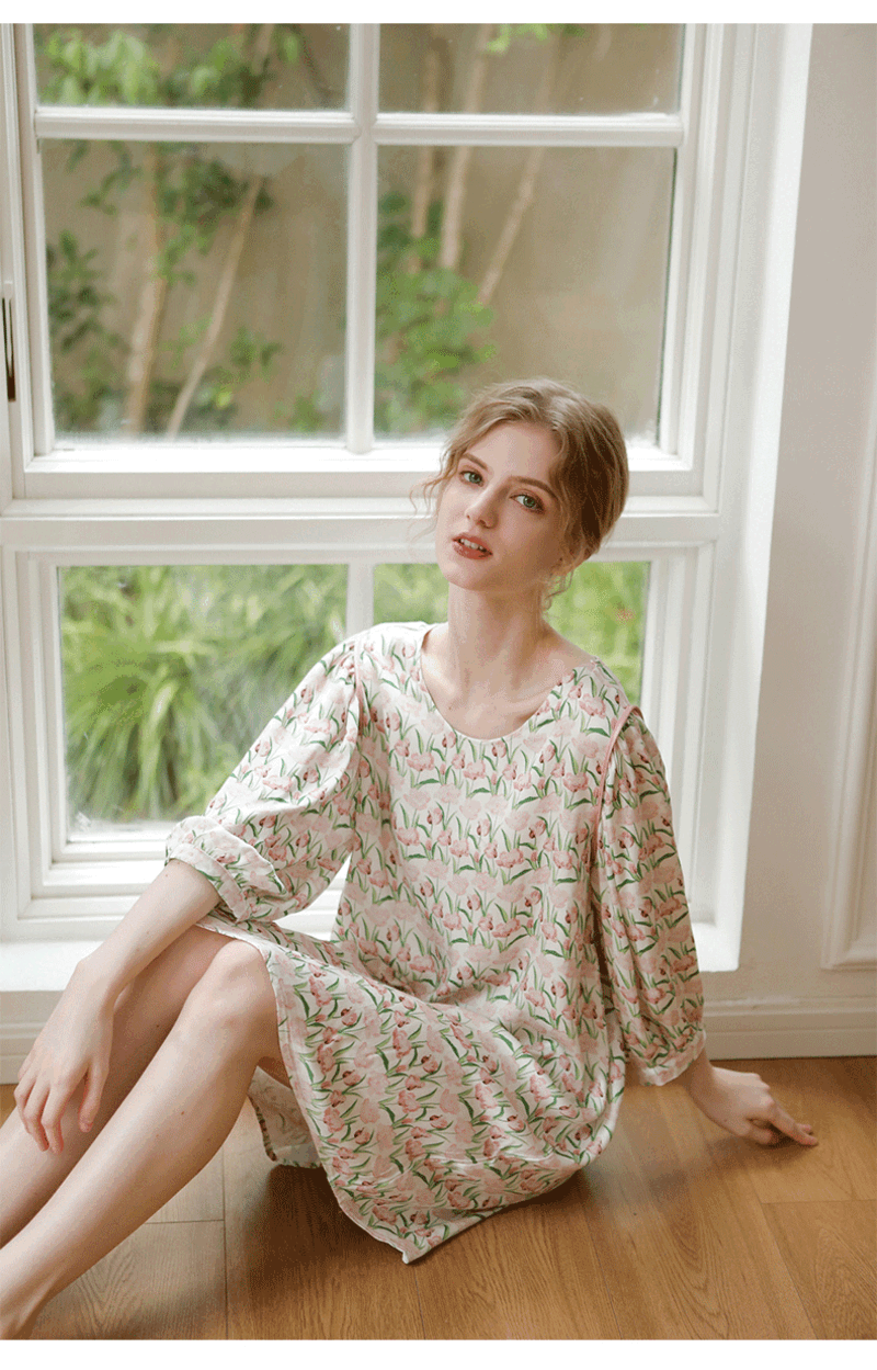 荷蘭鬱金香貢緞睡衣裙 (現貨）_4