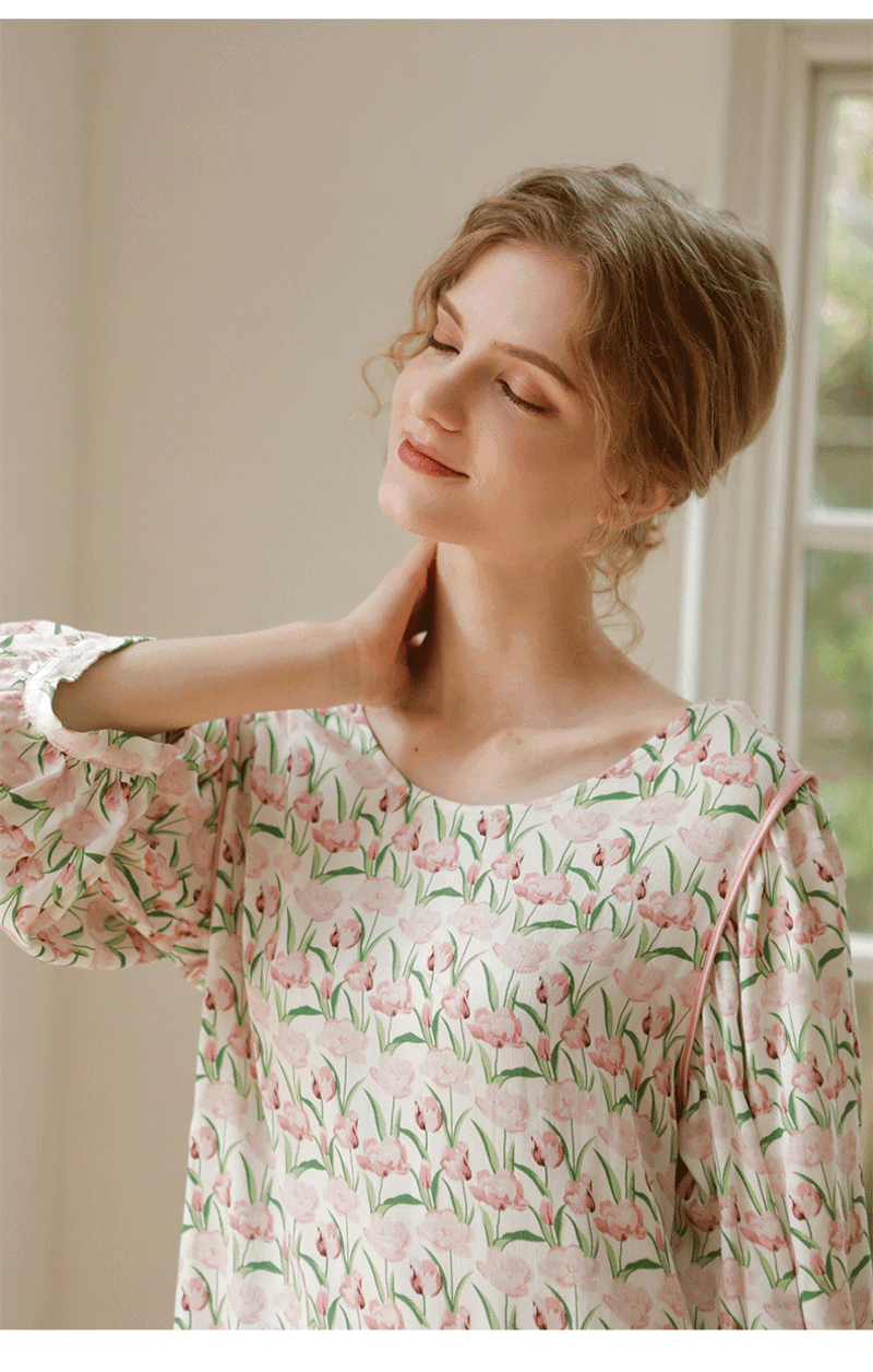 荷蘭鬱金香貢緞睡衣裙 (現貨）_9