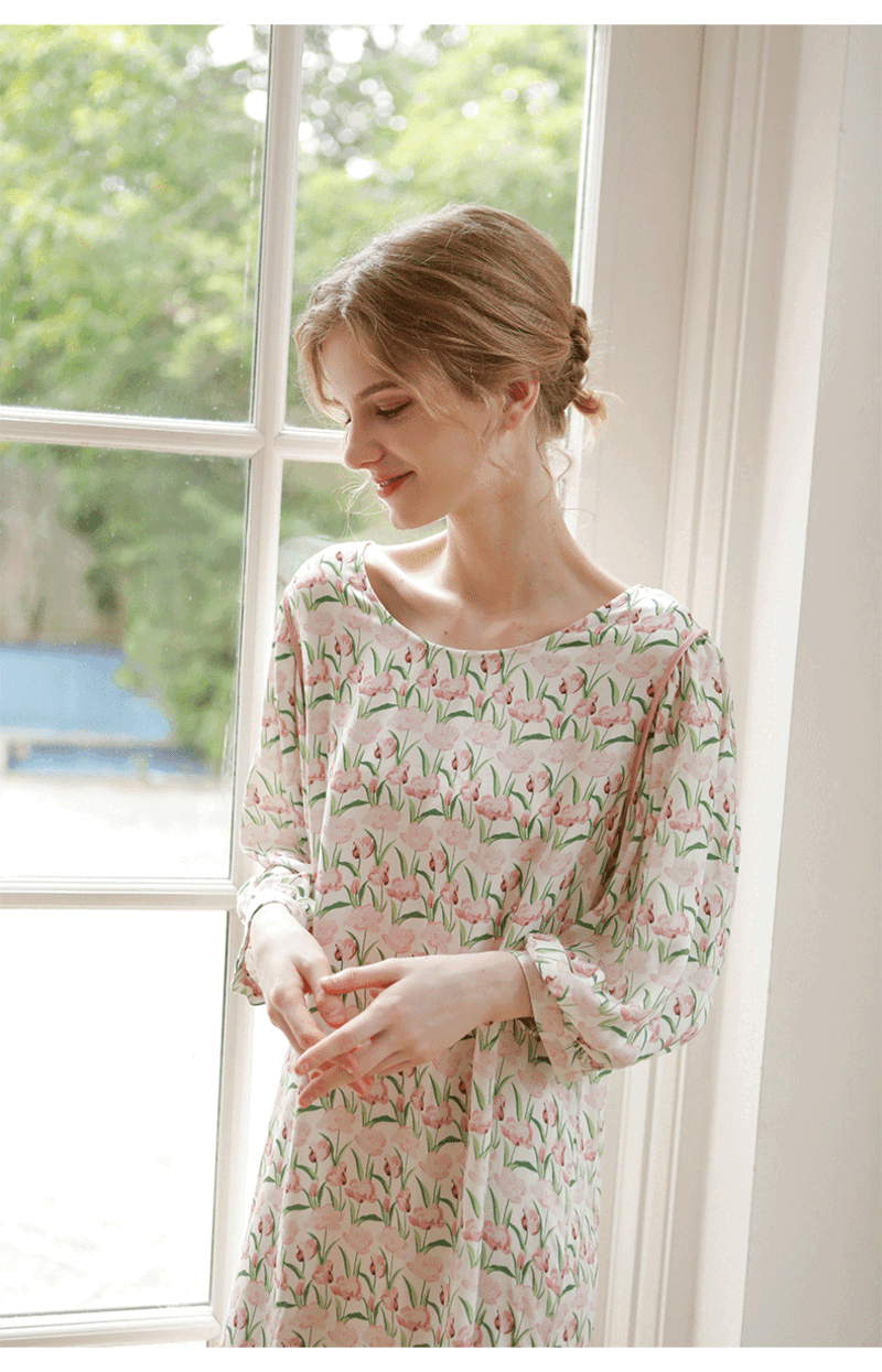 荷蘭鬱金香貢緞睡衣裙 (現貨）_6