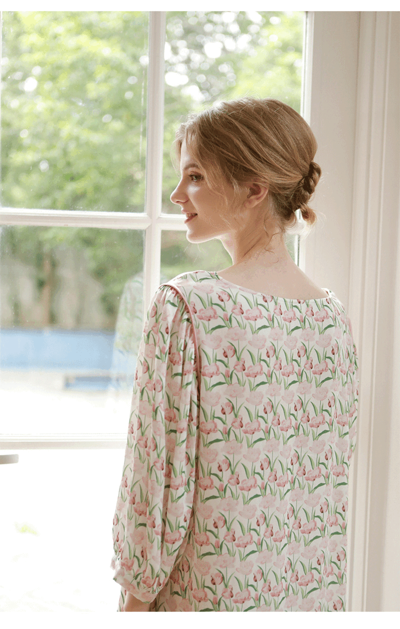 荷蘭鬱金香貢緞睡衣裙 (現貨）_5