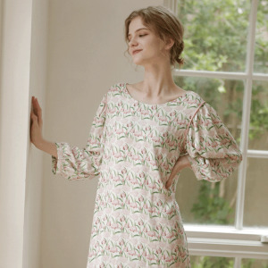 荷蘭鬱金香貢緞睡衣裙 (現貨）