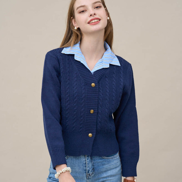 英式學院風藍毛線上衣（現貨）