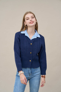 英式學院風藍毛線上衣（現貨）