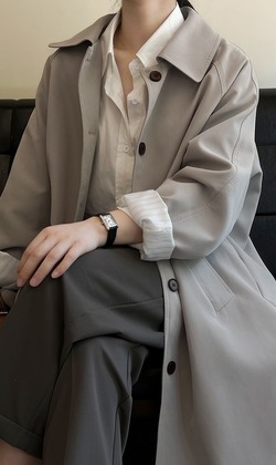 騎兵防風長外套 2色（灰色L現貨）