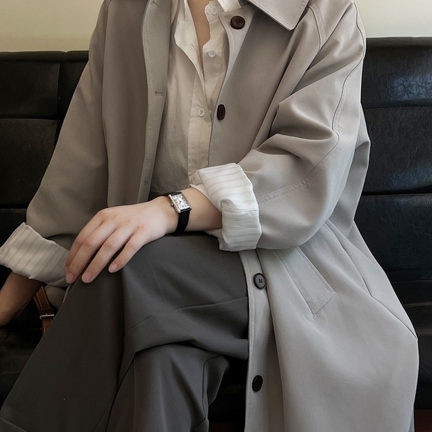 騎兵防風長外套 2色（灰色L現貨）