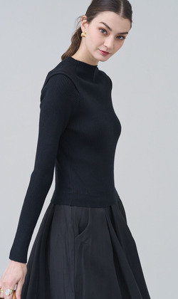 顯瘦優雅黑拼接洋裝（只剩Ｓ現貨）