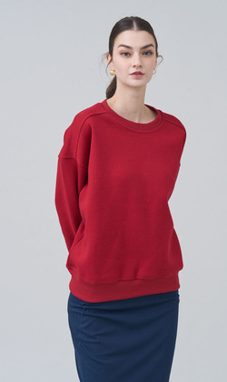 圓領舒適棉衛衣 3色（只剩紅色現貨）