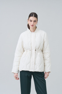 曼城束腰鋪棉外套 2色 （只剩白色現貨）