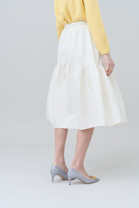 凡爾賽鬆緊半身裙 2色 （只剩白色現貨）