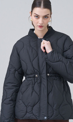 曼城束腰鋪棉外套 2色 現貨