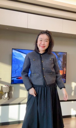 老錢風羊毛混紡金釦外套 2色(黑色現貨)