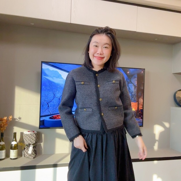 老錢風羊毛混紡金釦外套 2色(黑色現貨)