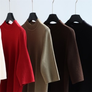 極簡半高領7分袖上衣 7色 (現貨)