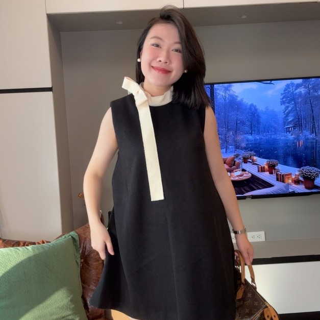 赫本小美女無袖毛料洋裝（現貨）