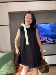 赫本小美女無袖毛料洋裝（現貨）