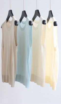 春系天絲亞麻圓領背心 5色（只藍現貨）