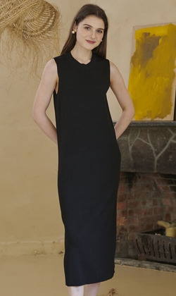 曲珠針織靜色長洋裝 3色 (只剩黑色現貨)