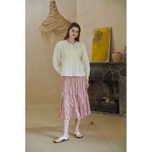 北義波浪鬆緊色裙 8色 (只剩粉現貨)