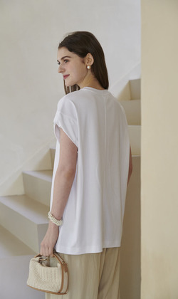 50支絲光棉甜甜圈長版上衣 5色 (只剩白/杏/綠現貨)