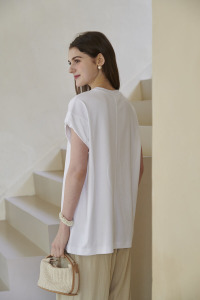 50支絲光棉甜甜圈長版上衣 5色 (只剩白/杏/綠現貨)