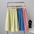 蠟筆藍純棉鬆緊半身裙 3色（黃色現貨）_1
