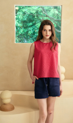 檸紅格子背心 3色（只剩紅/粉現貨）