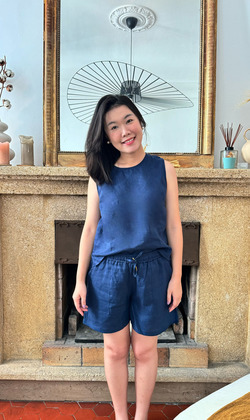 頂級亞麻無袖上衣 3色（黃、紫現貨)