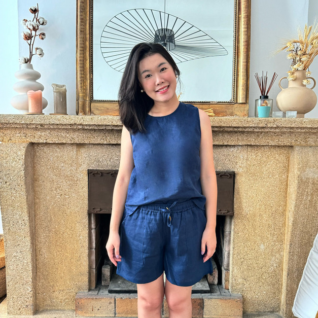 頂級亞麻無袖上衣 3色（黃、紫現貨)