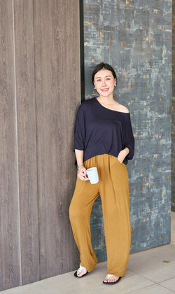 居家豆腐軟軟長褲（薑黃/米白現貨）