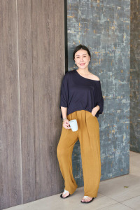 居家豆腐軟軟長褲（薑黃/米白現貨）