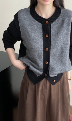 克萊茵雙色毛衣 2色 (只剩黑色現貨)