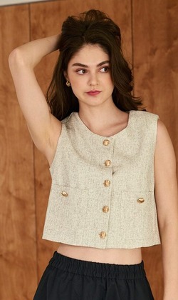 夏朵納金釦背心 2色 (現貨)