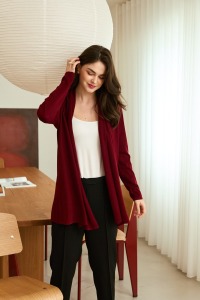 高階細支羊毛一片式罩衫 4色（只剩酒紅/深灰/黑現貨）