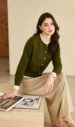 簡約羊毛混紡半身長裙 4色 (杏現貨)