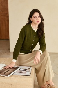 簡約羊毛混紡半身長裙 4色 (杏現貨)