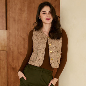 革駝金釦背心（現貨）