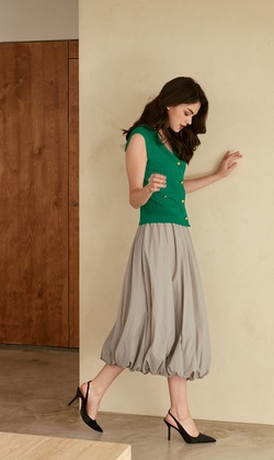 秋季燈籠半身裙 2色（只剩灰現貨）