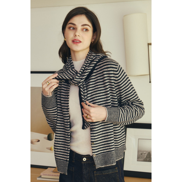 鬆感曼陀羅絨外套配小披肩  2色（只剩深藍現貨）